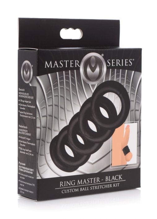 sex toy distributing.com bondage gear Ring Master Custom Ball Stretcher Kit - Black