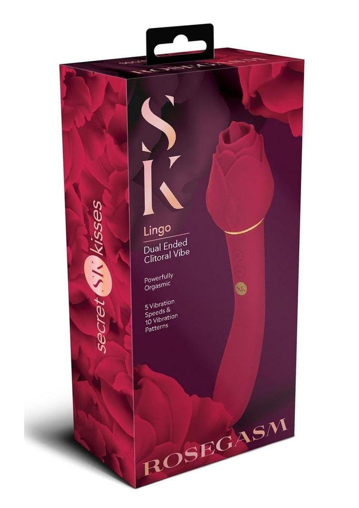 wholesaleadulttoys Clit Stimulator Rosegasm Lingo Rechargeable Silicone Dual End Vibrator with Clitoral Stimulator – Red