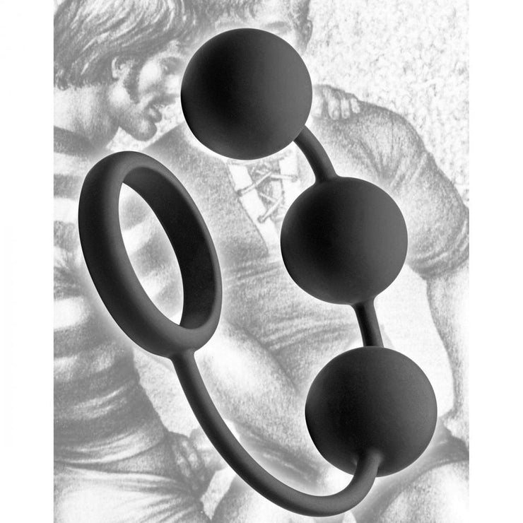 sex toy distributing.com cock ring Tom of Finland Silicone Cock Ring with 3 Weighted Balls
