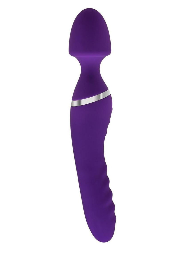 wholesale adulttoys wand Adam and Eve The Dual End Twirling Wand Rechargeable Silicone Heating Vibrator – Purple